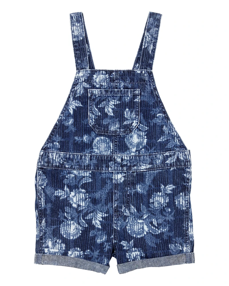 Toddler Iconic Denim Floral Shortalls - Blue