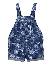 Toddler Iconic Denim Floral Shortalls - Blue