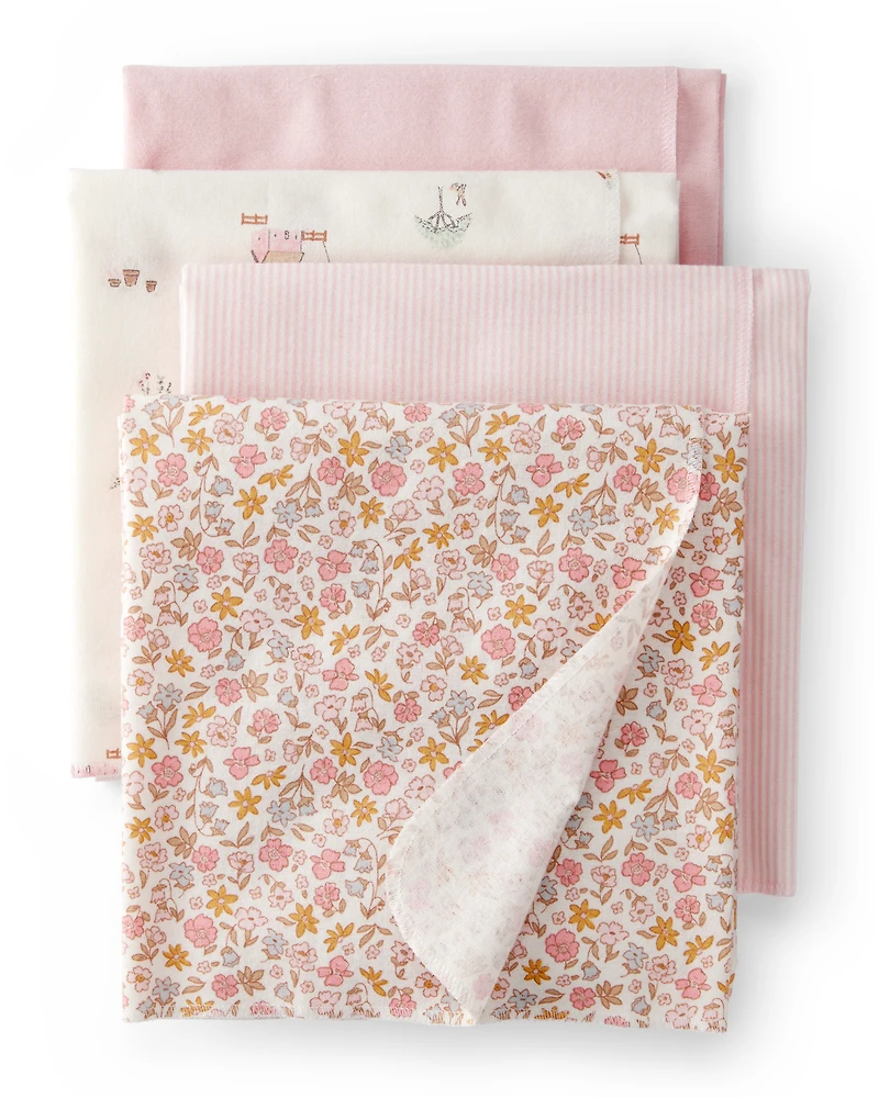 Baby 4-Pack Floral Receiving Blankets - Pink