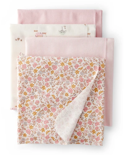 Baby 4-Pack Floral Receiving Blankets - Pink