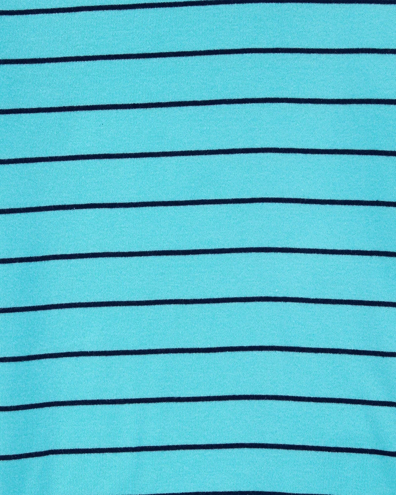 Kid 4-Piece Striped Dinosaur 100% Snug Fit Cotton Pajamas - Turquoise
