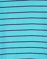 Kid 4-Piece Striped Dinosaur 100% Snug Fit Cotton Pajamas - Turquoise