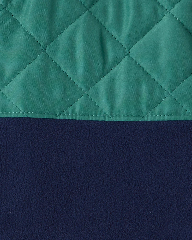 Boys Color Block Zip-Up Jacket - Green/Navy