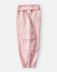 Baby Girl Cotton Cargo Joggers - Pink