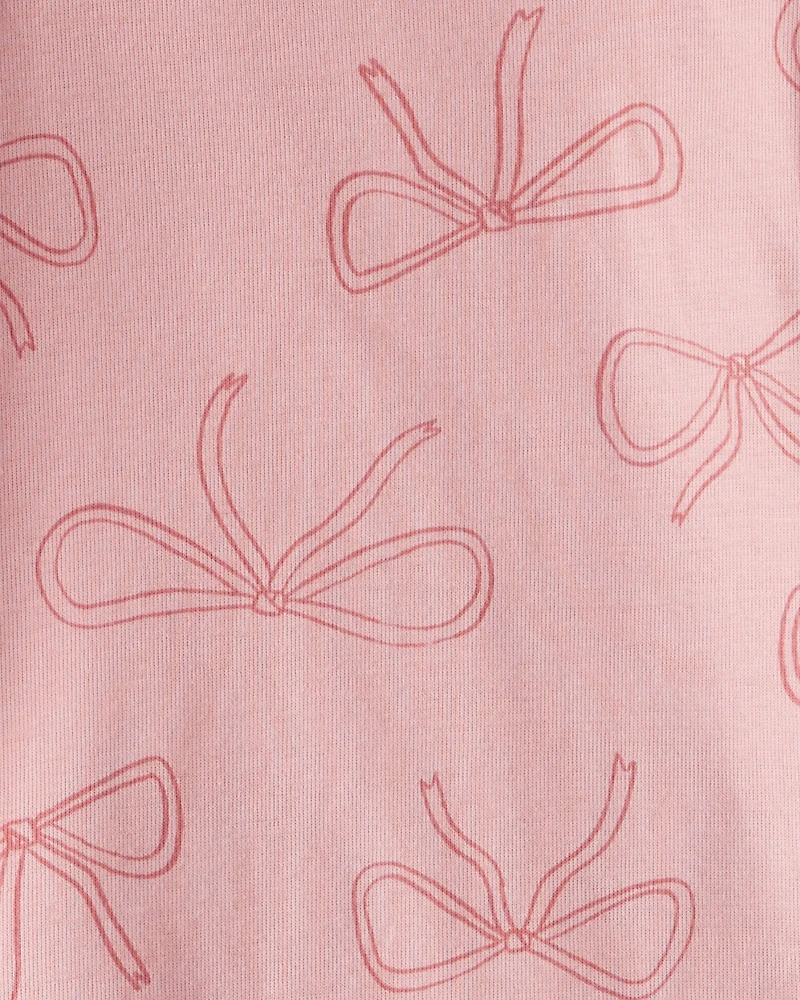Toddler Girl Ballet Print 100% Cotton Long-Sleeve 4-Piece Pajamas - Pink/White