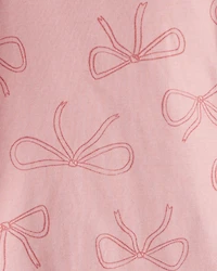 Toddler Girl Ballet Print 100% Cotton Long-Sleeve 4-Piece Pajamas - Pink/White