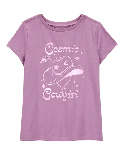 Kid Cosmic Cowgirl Short-Sleeve Graphic Tee - Purple