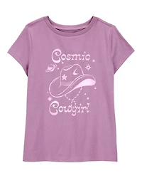 Kid Cosmic Cowgirl Short-Sleeve Graphic Tee - Purple