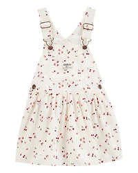 Toddler Girl Cherry-Print Jumper Dress - White