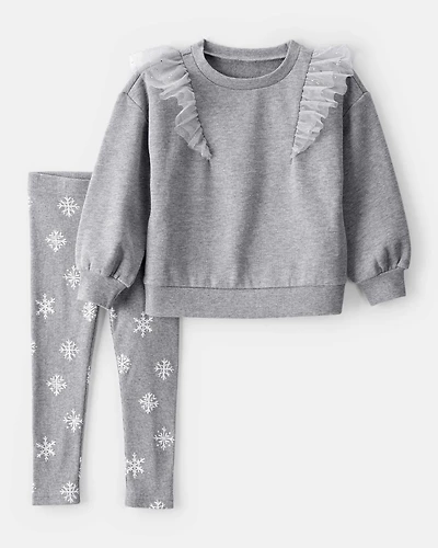Toddler Girl 2-Piece Snowflake Print Long-Sleeve Tee & Pant Set