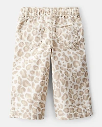 Baby Girl Leopard Wide-Leg Pants - Ivory