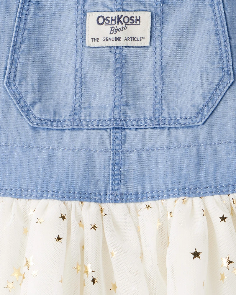 Toddler Girl Chambray Tulle Skirtall - Blue/Cream