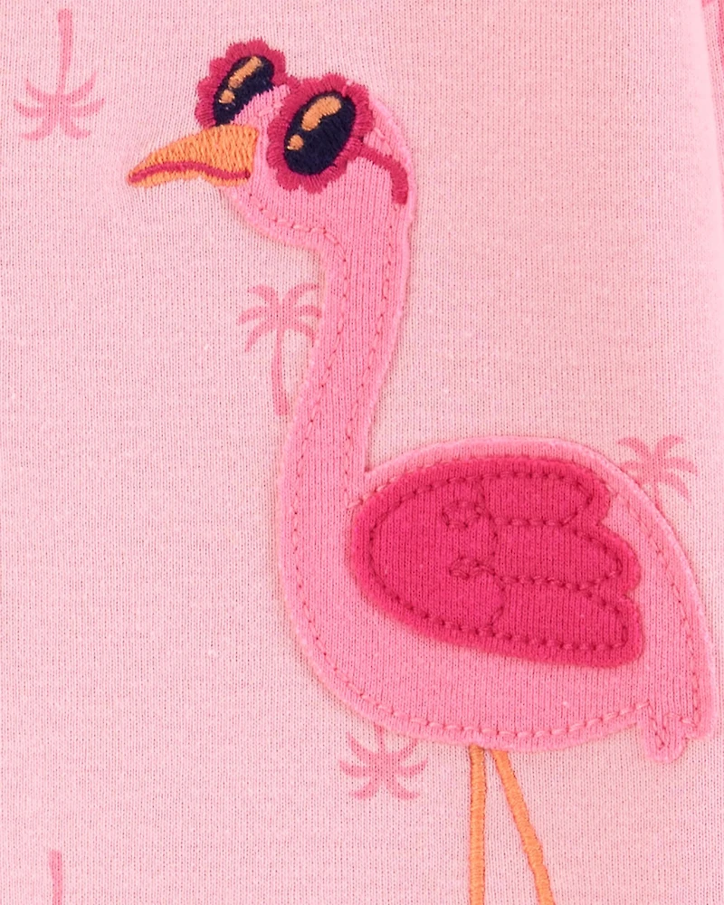 Toddler Girl Flamingo Print Snug Fit Cotton Footless 1-Piece Pajamas - Pink