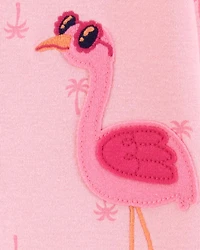 Toddler Girl Flamingo Print Snug Fit Cotton Footless 1-Piece Pajamas - Pink