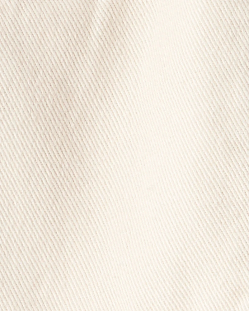 Baby Girl Cotton Cargo Joggers - Ivory