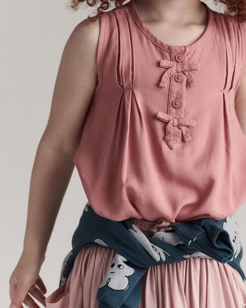 Toddler Girl Sleeveless Bow Top - Pink