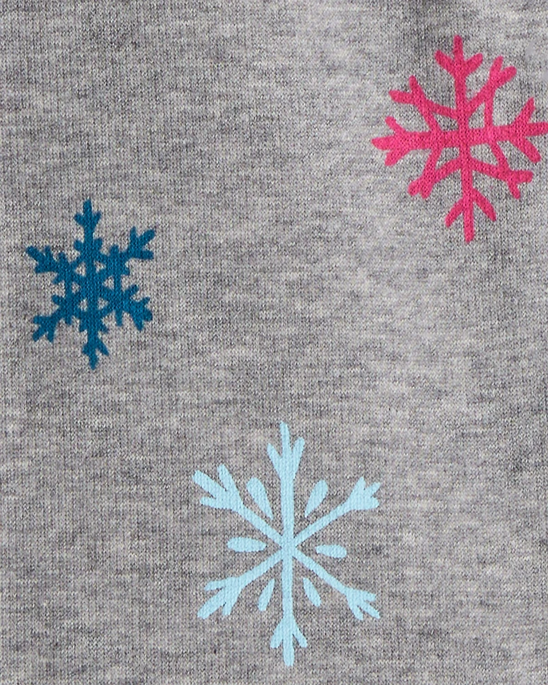Girls Snowflake Pull-On Stretch Cozy Leggings - Grey
