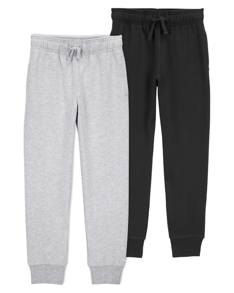 Toddler 2-Pack Pull-On Drawstring Joggers - Grey/Black
