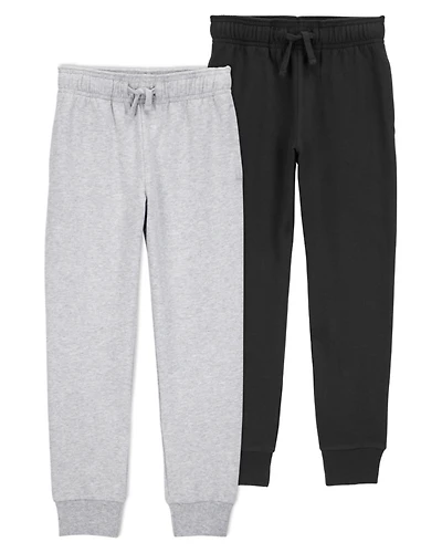 Toddler 2-Pack Pull-On Drawstring Joggers - Grey/Black