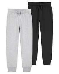 Toddler 2-Pack Pull-On Drawstring Joggers - Grey/Black