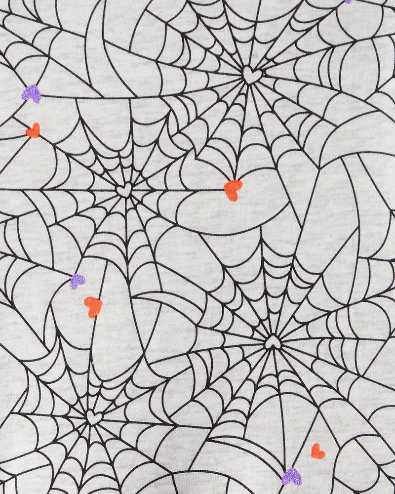 Girls Halloween Spiderwebs Long-Sleeve Dress - Black/White