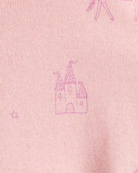 Baby Girl Fairy Star Print 100% Cotton Long-Sleeve Snug Fit 1-Piece Pajamas - Pink