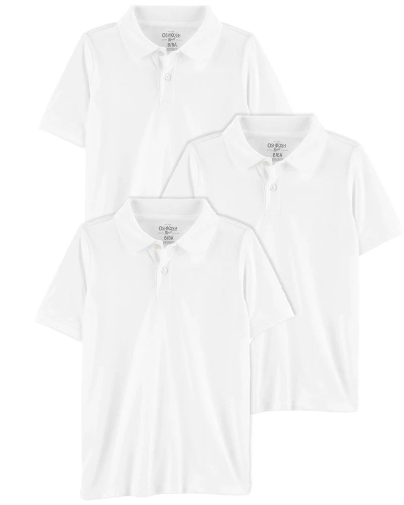 Kid 3-Pack Pique Cotton Uniform Polos