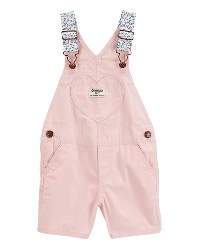 Toddler Heart Woven Shortalls - Pink