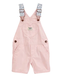 Toddler Heart Woven Shortalls - Pink
