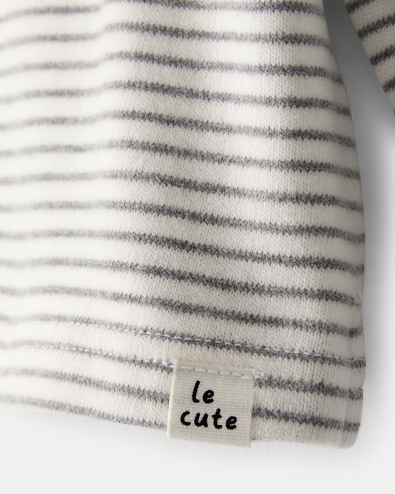 Baby Boy Long-Sleeve Striped Hooded Top - Grey