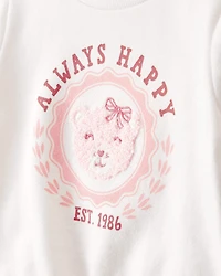 Baby Girl Bear Short-Sleeve Fashion Top - White
