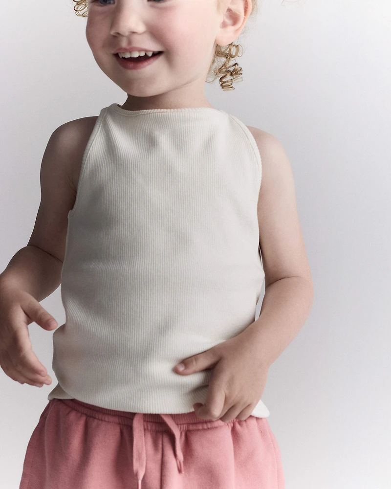 Toddler Girl Ribbed Tank Top - Cream