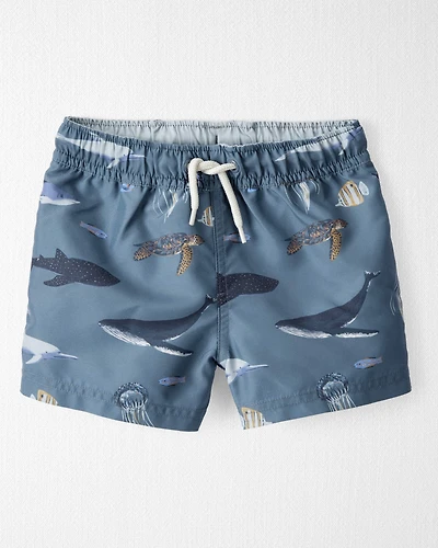 Toddler Boy Recycled Ocean-Print Swim Trunks