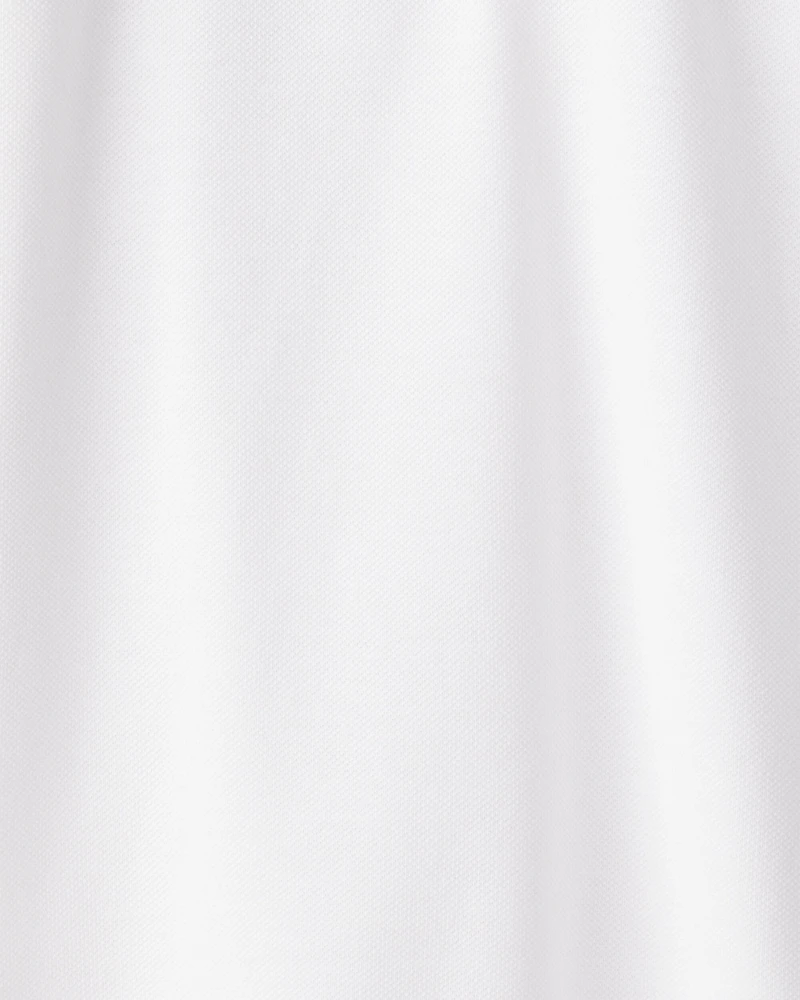 Kid Pique Long-Sleeve Polo Shirt - White