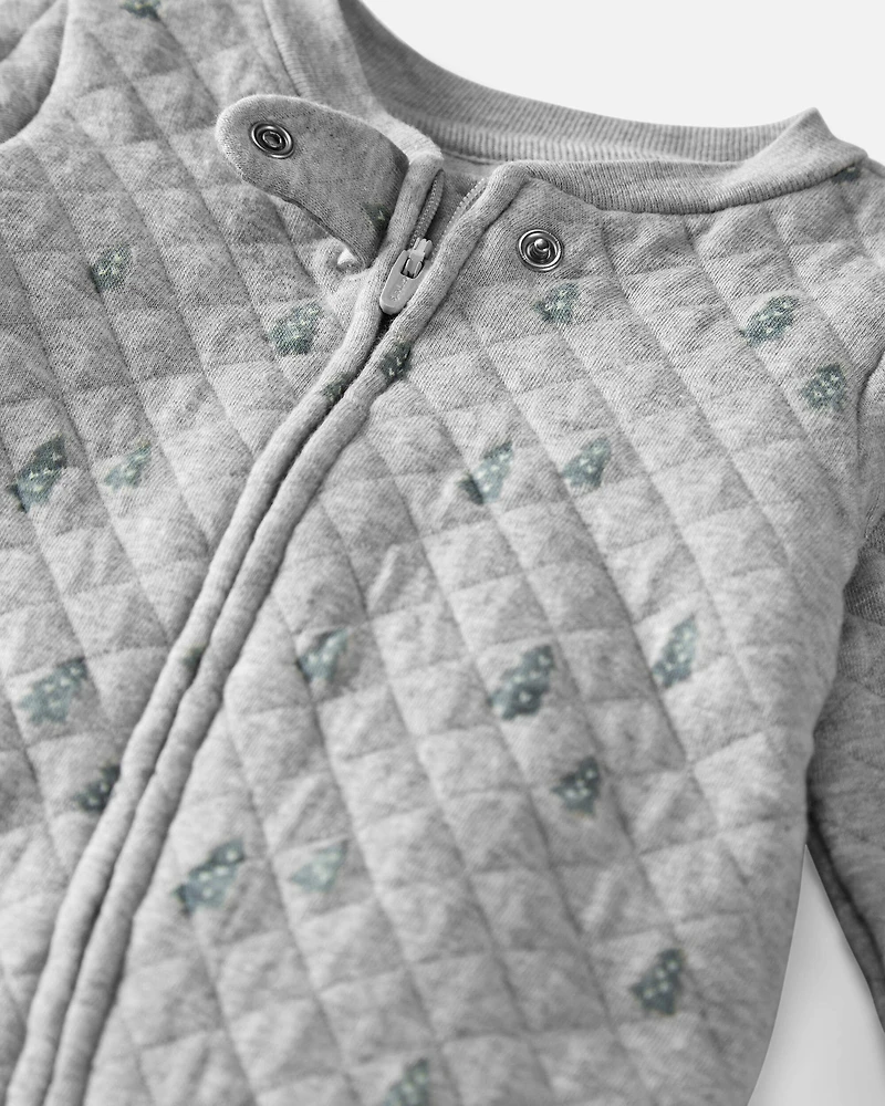 Baby Organic Cotton Quilted Holiday Tree Print Sleep & Play Pajamas