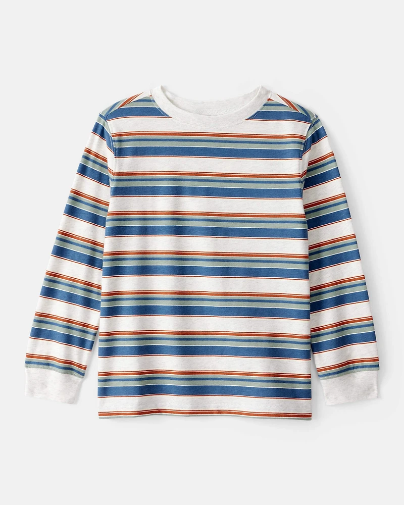 Boys Striped Long-Sleeve Tee -Grey
