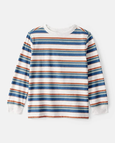 Boys Striped Long-Sleeve Tee -Grey