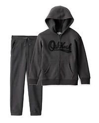 Boys 2-Piece DayDream Fleece OshKosh Fleece Logo Zip Jacket & Joggers Set - Black