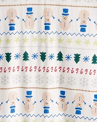 Adult Snowman Fair Isle 100% Cotton Long-Sleeve 2-Piece Pajamas - White