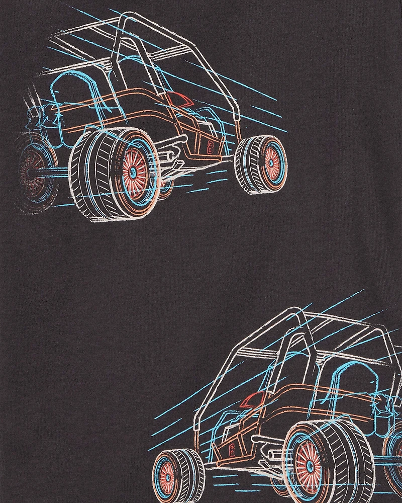 Boys 4-Piece Race Car 100% Snug Fit Cotton Pajamas - Black/Khaki