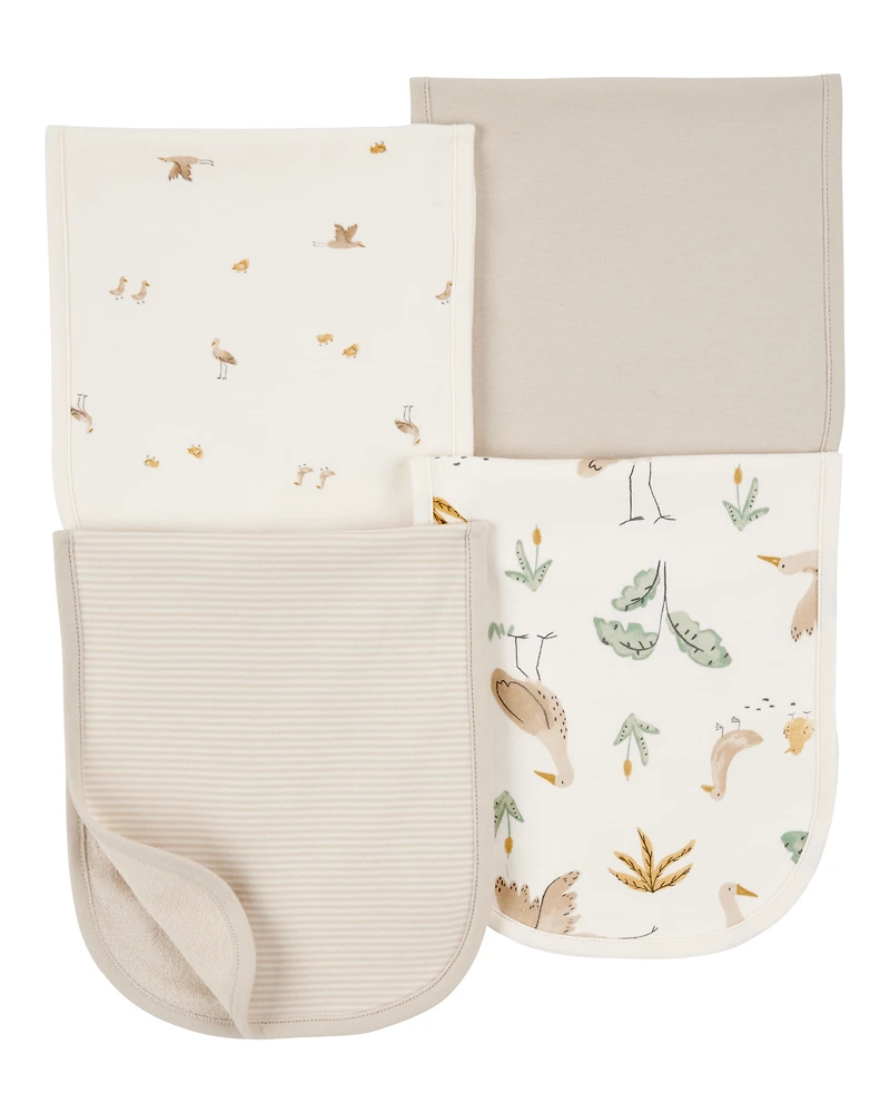 Baby 4-Pack Burp Cloths - Ivory/Brown