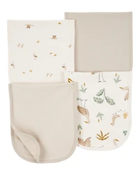 Baby 4-Pack Burp Cloths - Ivory/Brown