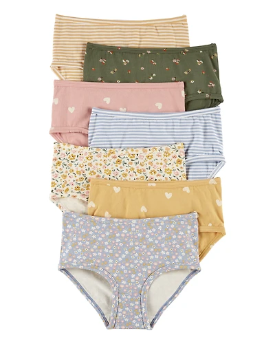 Kid 7-Pack Floral Brief Stretch Cotton Underwear