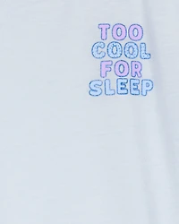 Girls Ice Cream Print Loose Fit 2-Piece Pajamas - Blue