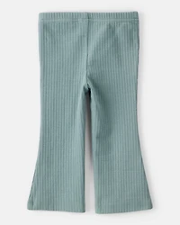 Baby Girl 2-Piece Striped Peplum Top & Flare Leggings Set - Green/Ivory