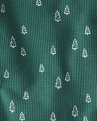 Adult Christmas Tree Print Waffle Knit Pajamas Made with Organic Cotton
