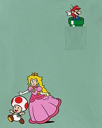 Girls Super Mario Bros™ Princess Peach Short-Sleeve Graphic Tee - Green