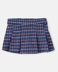 Toddler Girl Plaid Print Knit Skort - Navy/Blue