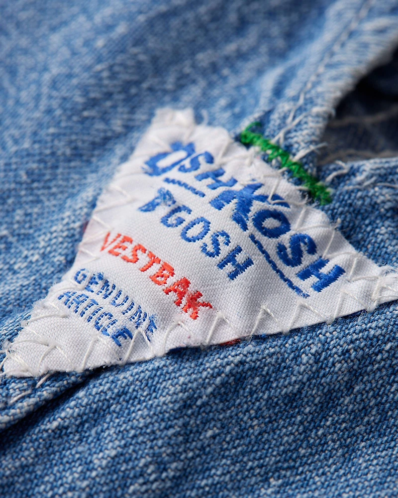 Toddler 4T Vintage Medium Wash Denim Overalls from the OshKosh Archive Release, circa 1970s