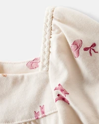 Baby Girl 2-Piece Cowgirl Print Bodysuit & Cotton Skort Set - Cream/Pink